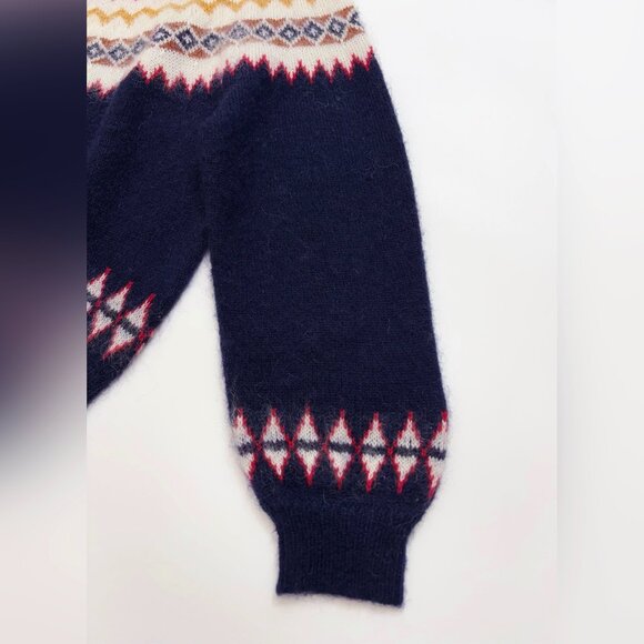 DOEN Harvest Fair Isle Knitted Sweater In Navy - Picture 8 of 15